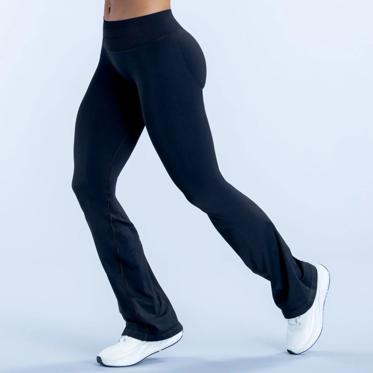 Womens Solid-Color Quick-Drying Breathable Seamless Flared Yoga Pants