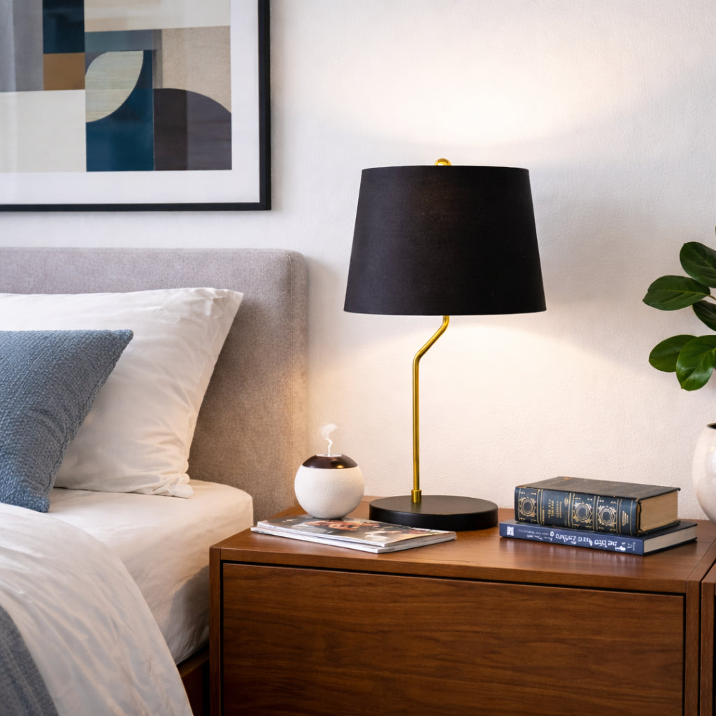 New Design Small Modern Stylish Desk Lamp In Stock In The United States, Easy To Install, Used For Bedside Table Lamp, Lustrous Table Lamp - Black Outer And Gold Inner 110-120V