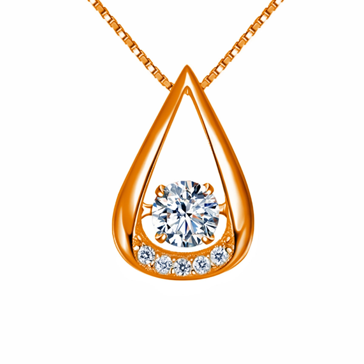 White Gold Plated Drop-shaped Diamond-embedded Smart Pendant Necklace