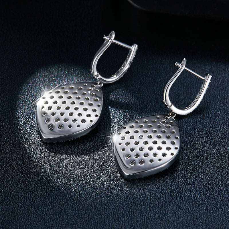 S925 Sterling Silver Platinum Plated Leaf Shaped Pave Moissanite Dangle Earrings Teardrop Drop Earrings With GRA Certificate Luxury Jewelry Gift Box Set