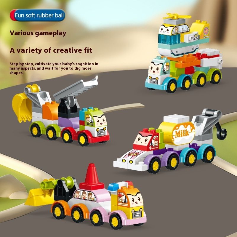 Puzzle Assembled Building Block Toys Compatible With Fire Police Car
