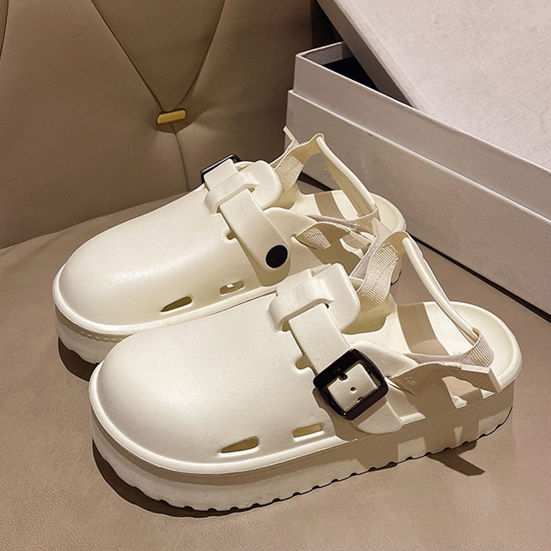 Womens Office Worker Lazy Shoes Height-Enhancing Closed-Toe Sandals