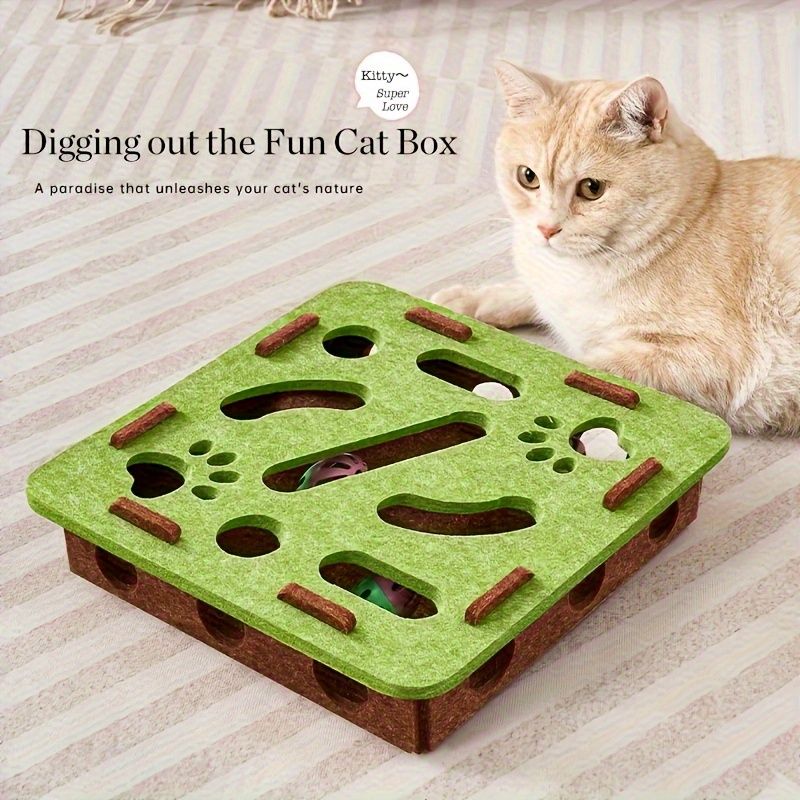 Interactive Cat Puzzle Toy With Maze Tunnel, Bell Ball & Pathways - No Batteries Needed, Durable Felt Construction - Mental Stimulation & Hunting Exercise For Indoor Cats - Pet Exercise Toy For All Br