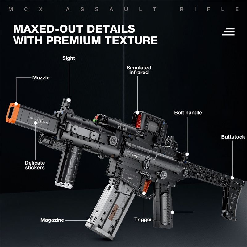 77025 Military Weapon Assault Rifle Children's Puzzle DIY Assembled Building Block Toys
