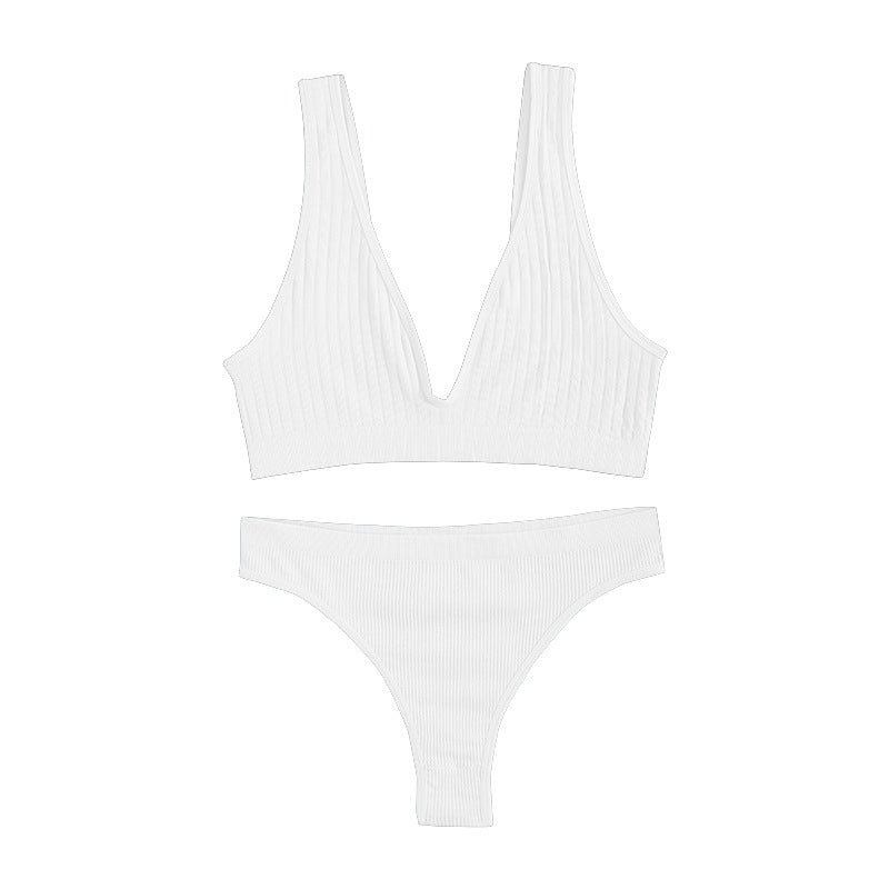 Solid Color Shockproof Beauty Back Push-up Underwear Set