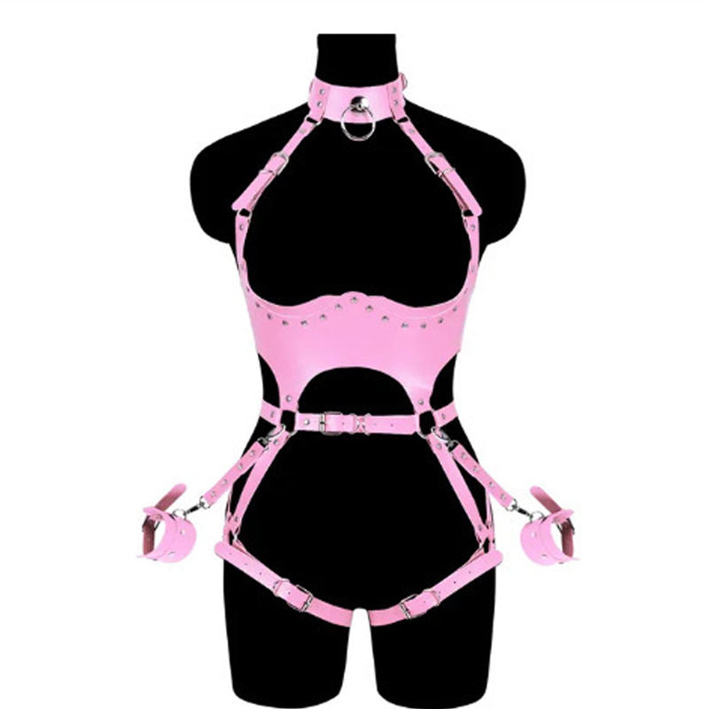 Womens Accessories High-Quality Soft Leather Bondage Jumpsuit