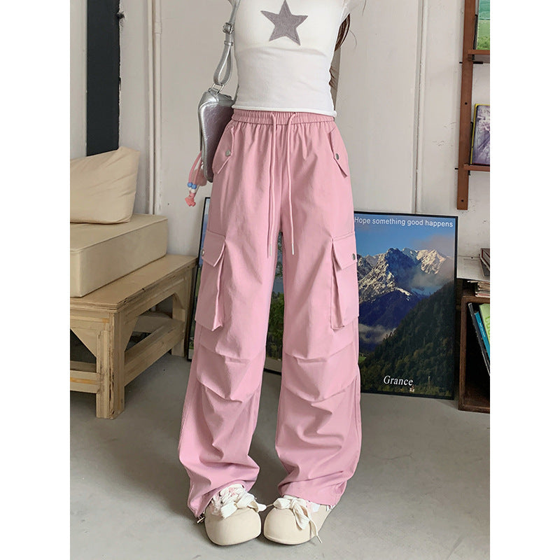 Korean Style Niche Drapey Cargo Pants For Women