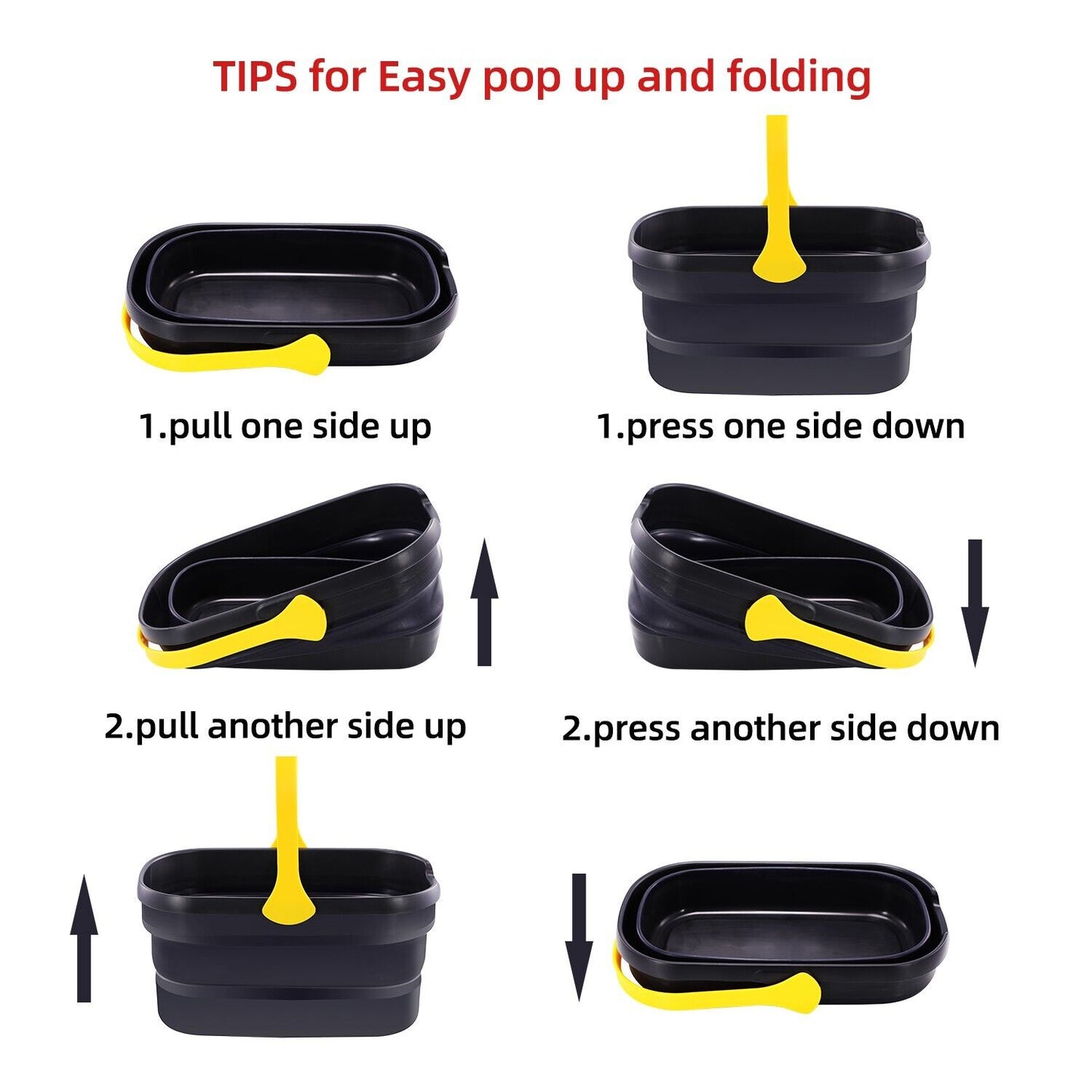 10L Washing-Storage Bucket Folding Portable Mop-Food-Drink Home-Outdoor Camping