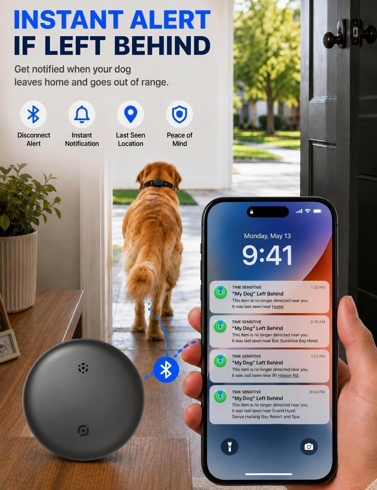 GPS Tracker For Dogs IOS & Android - No Subscription Dog GPS Tracker Collar Smart Cat Real-Time Activity Tracker, Works With Google Find Hub & Apple Find My App, Anti-Lost For Pet Items Kitten