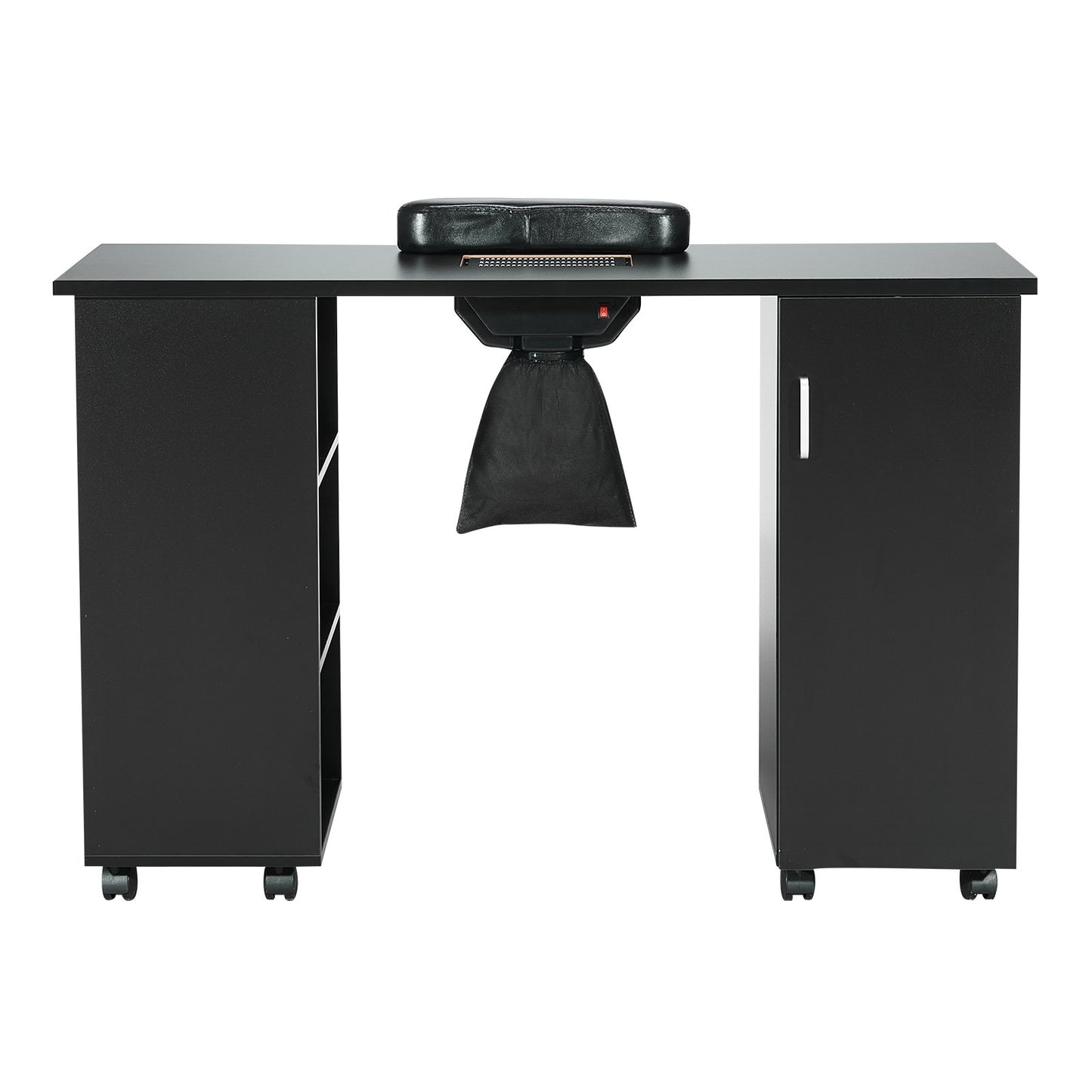 VEVOR Manicure Table, Nail Table Station With Electric Dust Collector, Moveable Nail Tech Desk With 8 Wheels 4 Lockable , 3 Dust Bag & Wrist Rest, MDF Nail Art Workstation For Spa Beauty Salon, Black