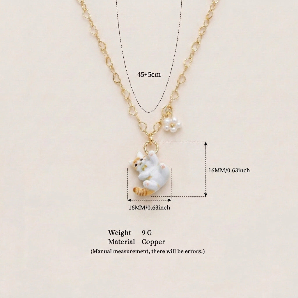 New Animal Series Oil-Drop Cute Cat Pendant Necklace