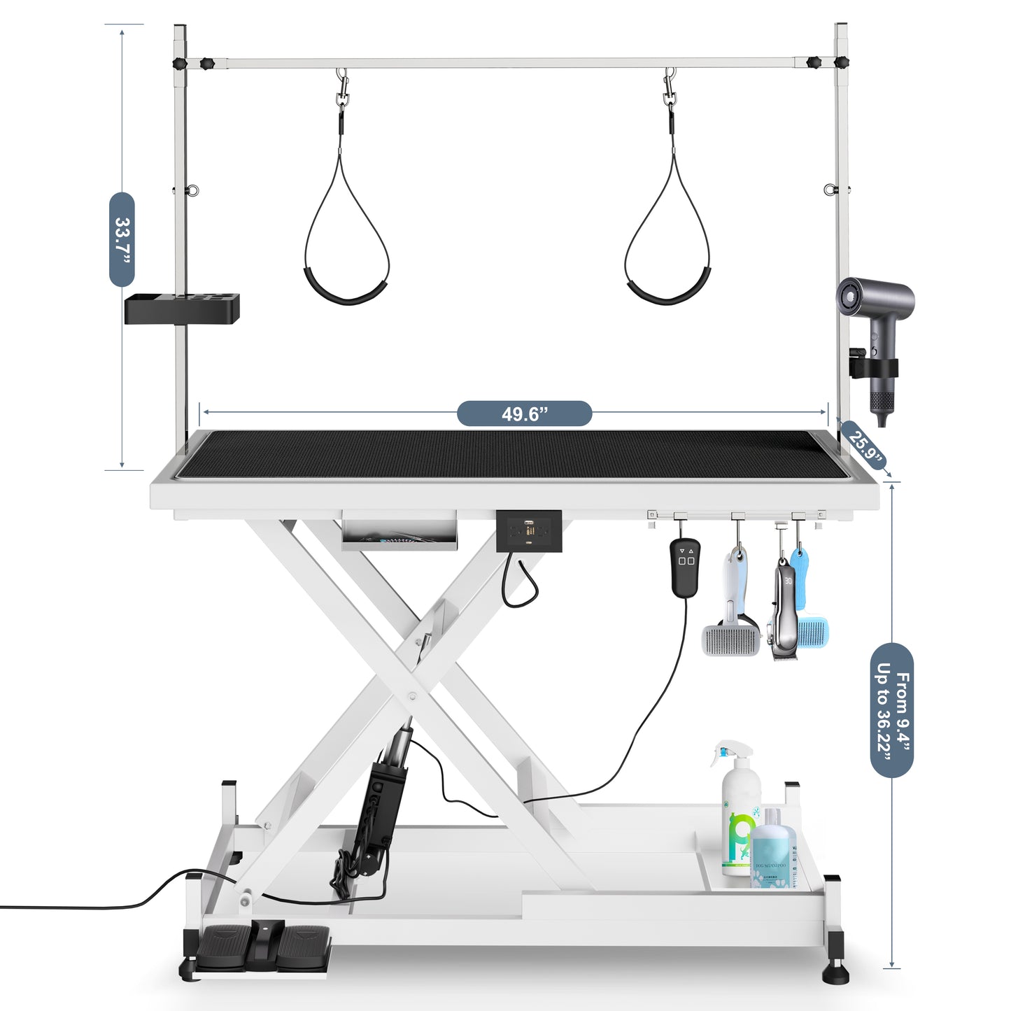 Update Electric Pet Grooming Table, 110V 220V Professional Groomer Recommend Super Deluxe Electric Pet Grooming Table, Height Adjust From 8 Up To 36inch WHITE COLOR