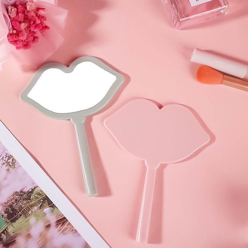 Lip Hand-held Makeup HD Portable Makeup DIY Mini Mirror