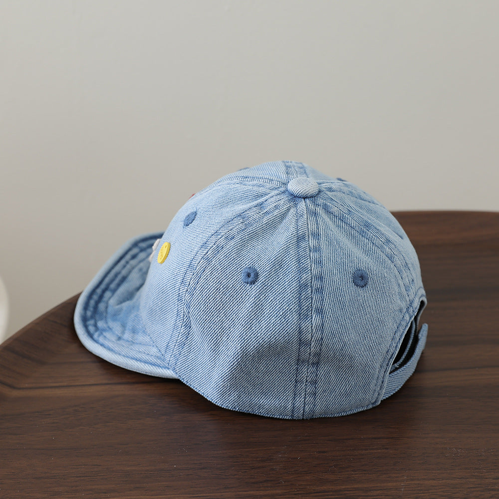 Korean-style Fashionable Cartoon Embroidered Puppy Soft-brimmed Hat, Lightweight And Breathable Children's Hat