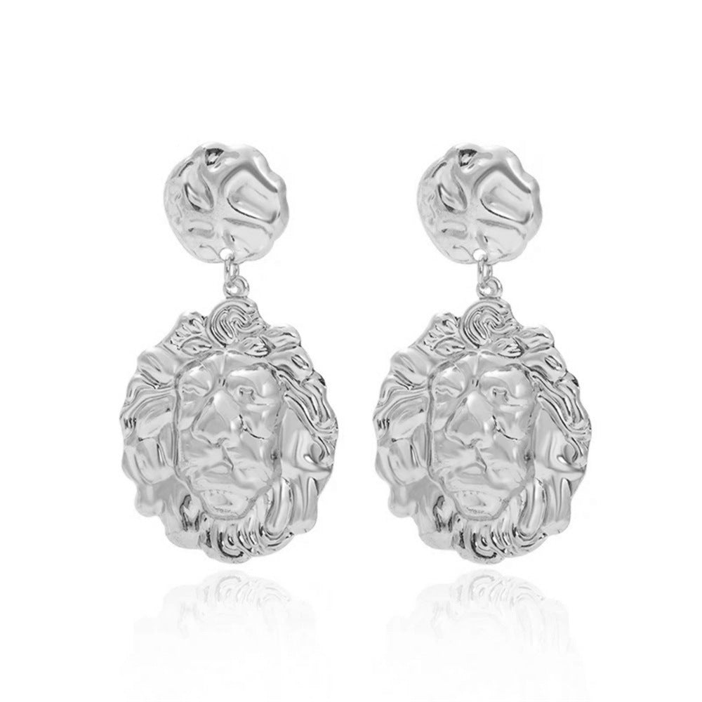 Vintage Geometric Floral Petal Dangle Earrings, Modern Smooth Shiny Metal Folding Craft Fashion Statement Women Ear Jewelry