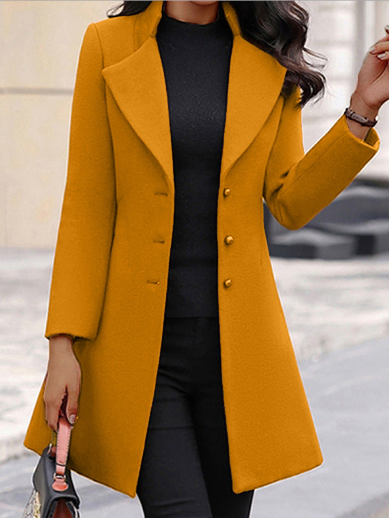 New Arrival Women's Woolen Coat, Stylish & Elegant, Casual Lapel Solid Color Outerwear