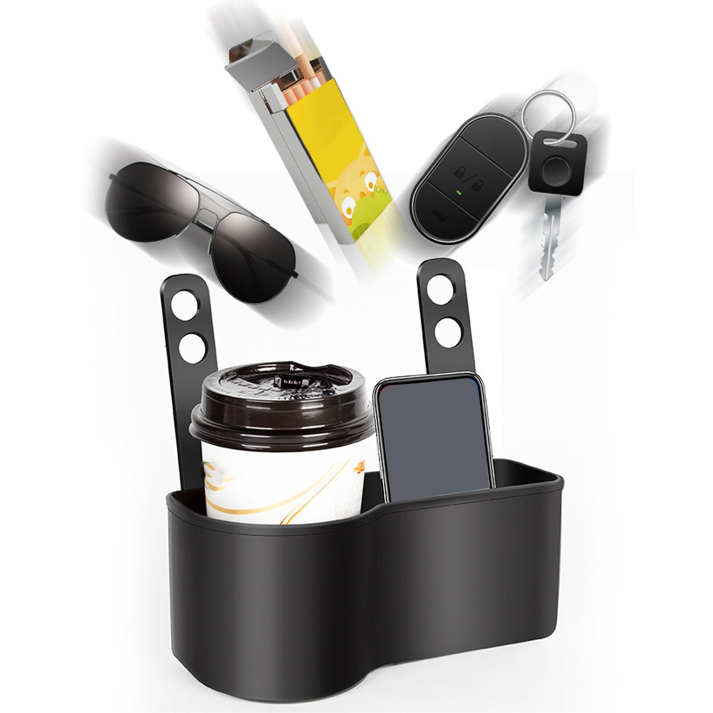 Car Backseat Drink Holder Multifunctional Food Tray Headrest Hanging Drink Box For Cell Phones Keys Cards Wallets