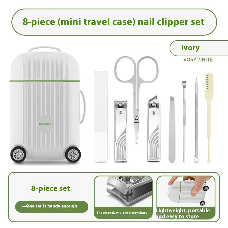 Portable Suitcase Nail Clippers 8 Pieces Suit Beauty Manicure Full Set
