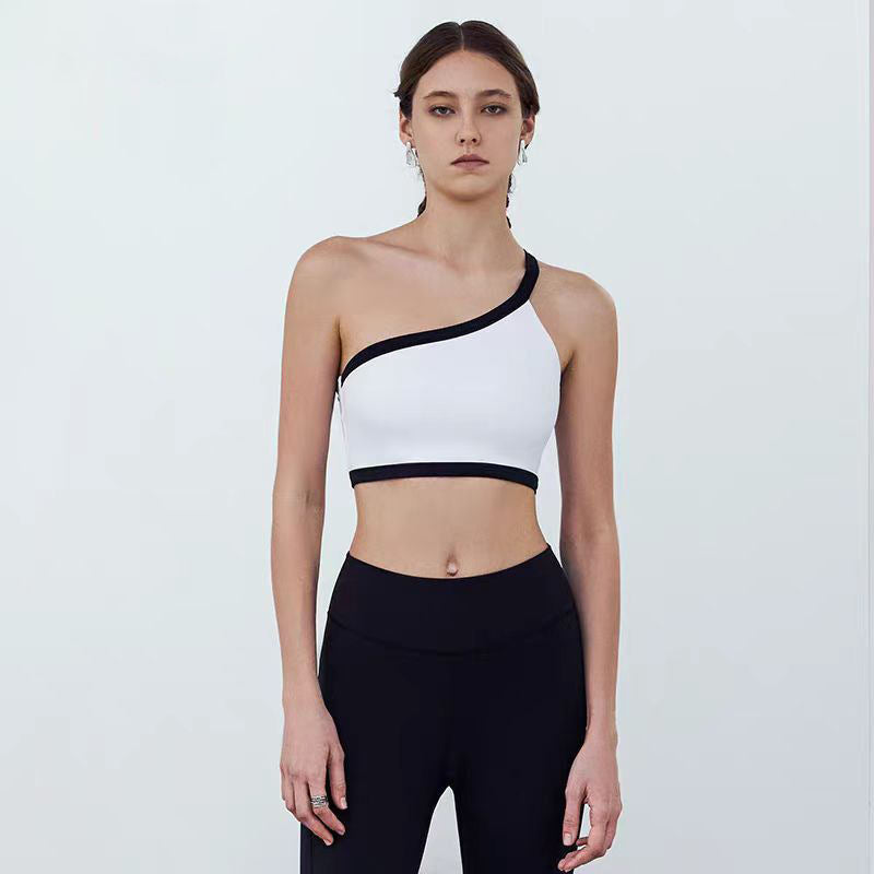 One-word Diagonal Shoulder Design Nude Feel Yoga Underwear