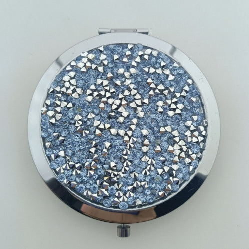 Crystal Stick-on Crystals Makeup Round Double-sided Portable Pocket Mirror
