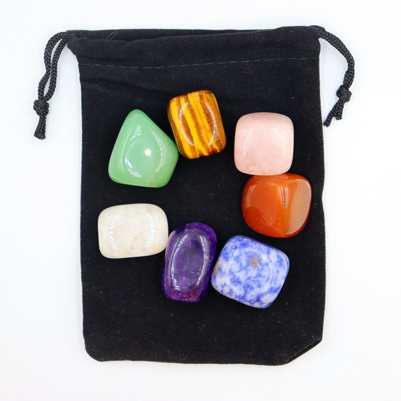 22pc Natural Yoga Crystal Woven Net Pocket Pendant Necklace