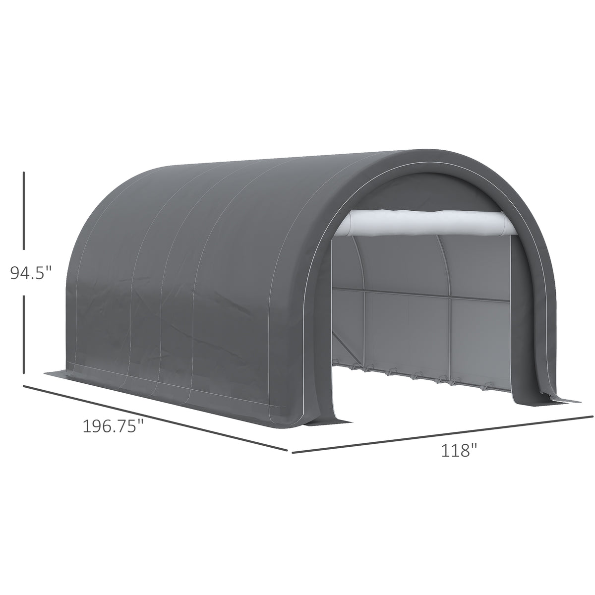10 x 16 Carport, Heavy Duty Portable Garage Storage Tent with Large Zippered Door, Anti-UV PE Canopy Cover for Car, Truck, Boat, Motorcycle, Bike, Garden Tools, Outdoor Work, Gray