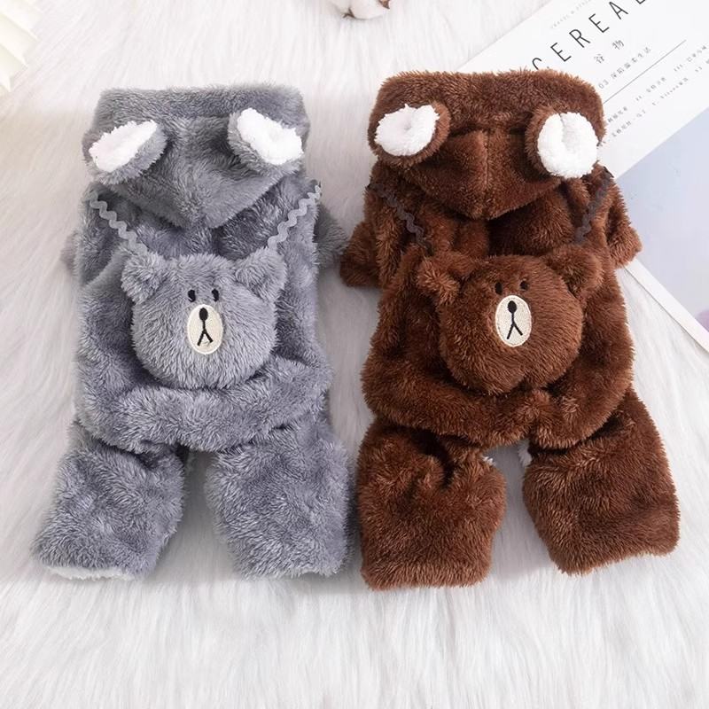 Winter Pet Clothing Teddy Bear-style Four-legged Outfit Fleece-lined And Extra-thick