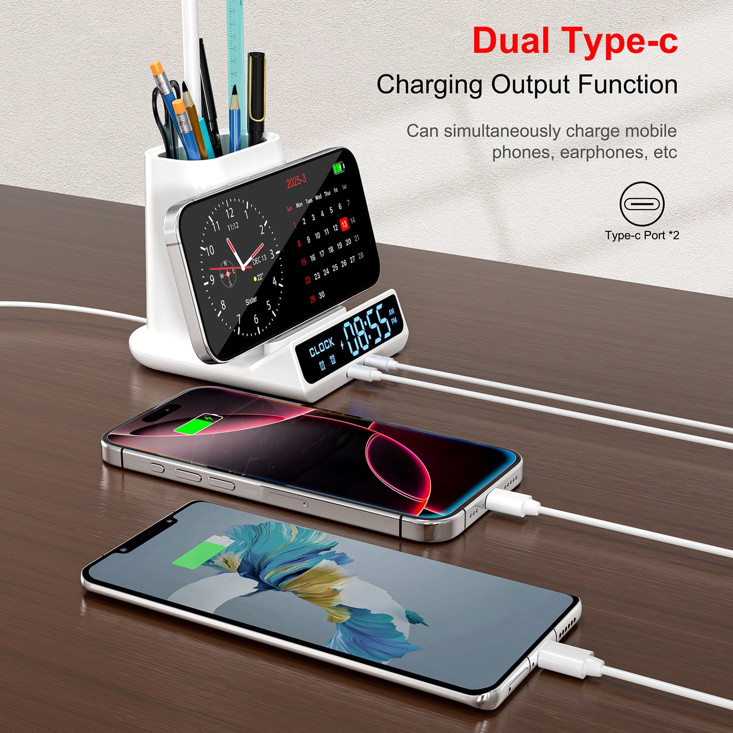 Wireless Charging Lamp Multi-function Pen Holder Storage Box