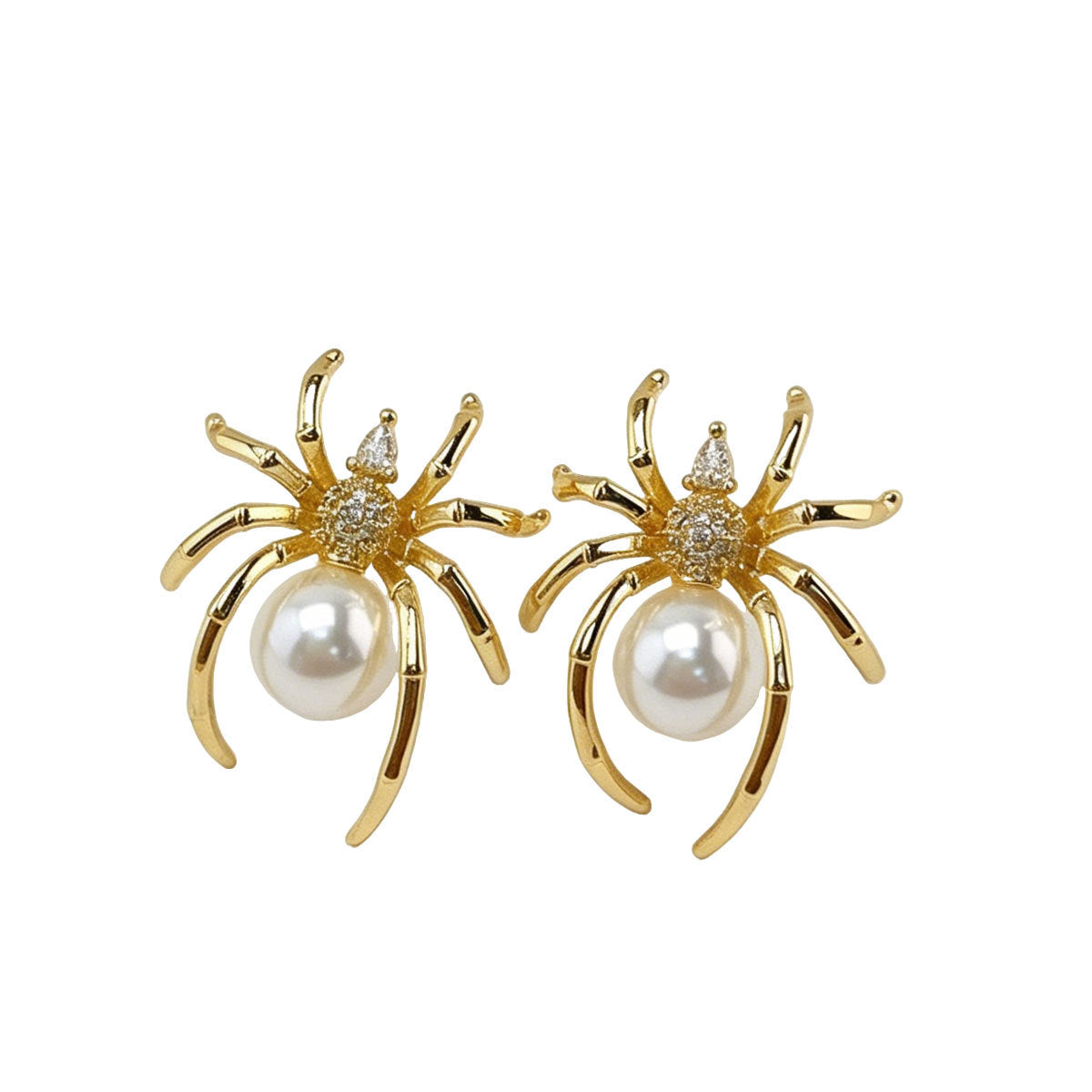 Cross-border European American Women Ear Jewelry, Unique Spider & Beetle Design Stud Earrings Inlaid Cubic Zirconia, Versatile Fashion Ear Accessories For Ladies