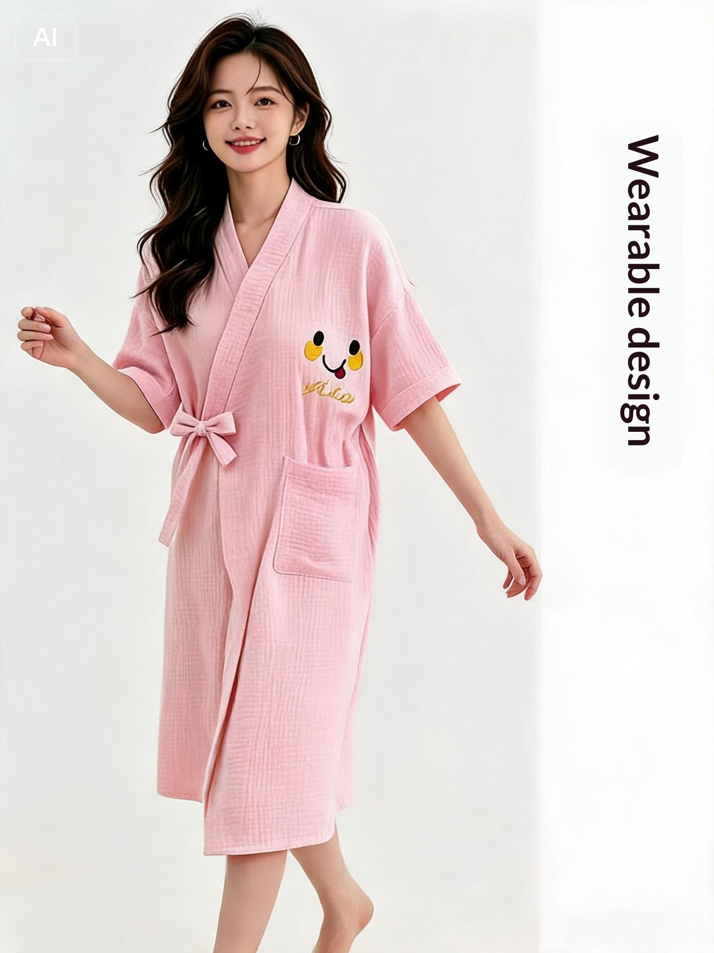 Cotton Bath Skirt Cartoon-themed Wearable Soft And Highly Absorbent Womens Home Bathrobe