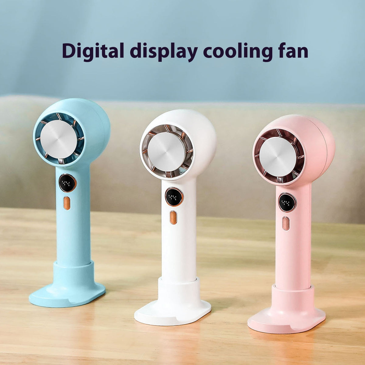 Digital Display Cooling Fan Desktop Bracket Ice Compress Small Handheld Fan