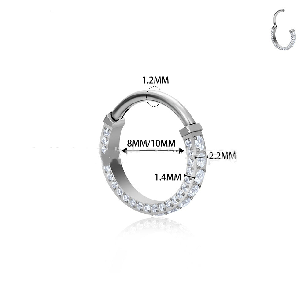 G23 Titanium Alloy Three-sided Inlaid Zircon Nose Ring Earrings Human Body Piercing Accessories