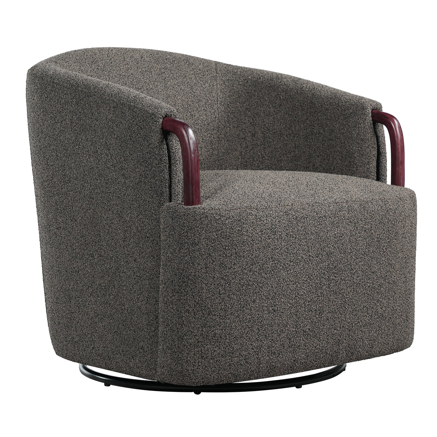 30 Modern Boucle Swivel Barrel Chair With Solid Wood Accents, Soft Durable Upholstery & 360 Swivel Base, Ideal For Living Room, Bedroom, Or Office