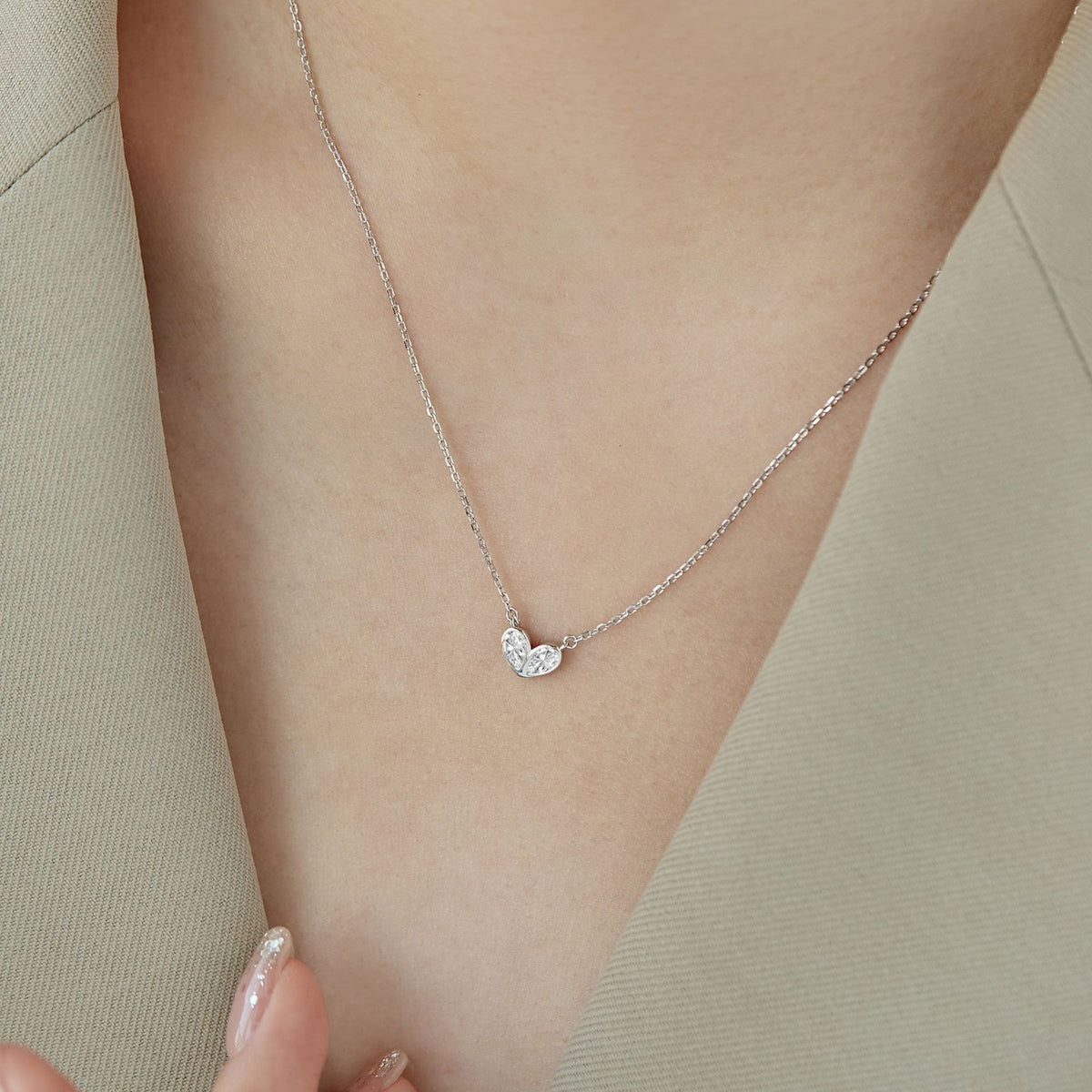 S925 Sterling Silver Necklace Pulsatile Heart Smart Shape Micro Zircon