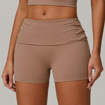 Fold High-waist Quick-drying Yoga Shorts Women's Sports