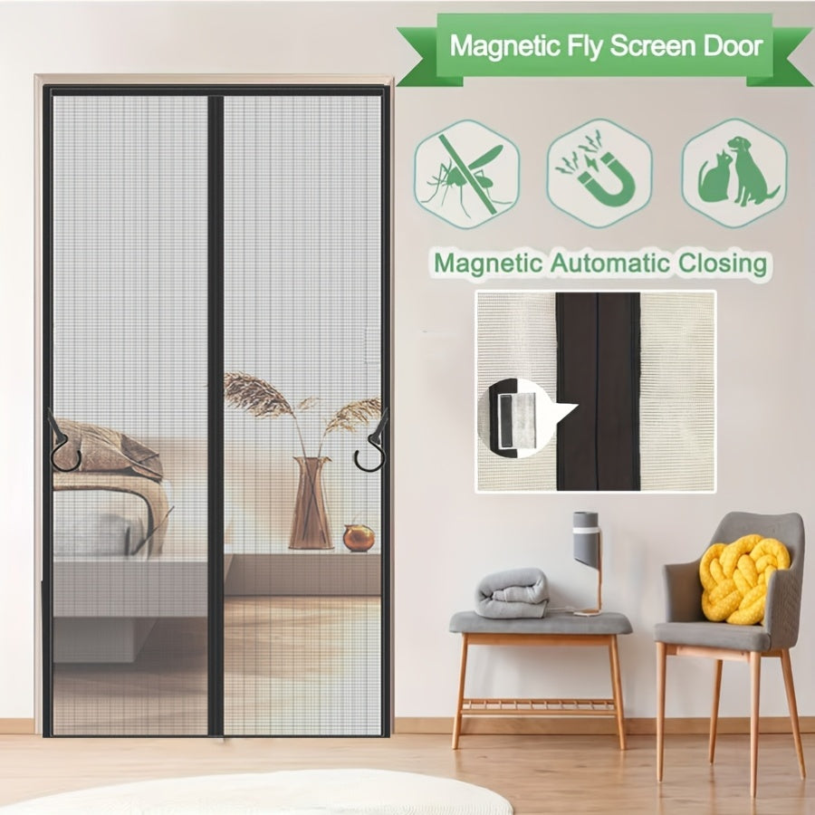 The Magnetic Screen Door Comes With Strong Adhesive Velcro, Easy To Install Without Tools. The Fine Mesh Keeps Out Mosquitoes While Allowing Airflow, The Magnets Make The Curtain Close Automatically,