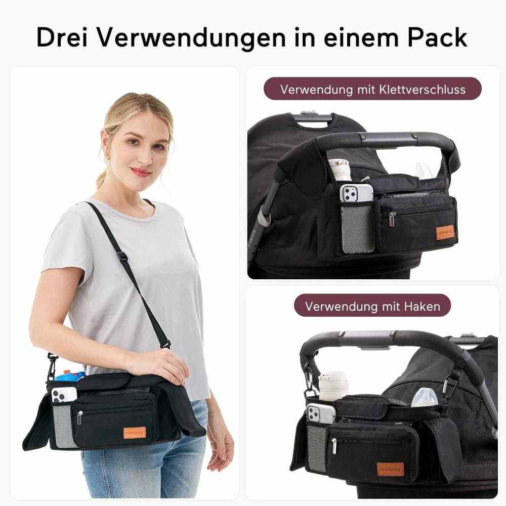 Black Stroller Organizer - Practical Storage Bag For Supplies And Accessories - Party Accessories Set