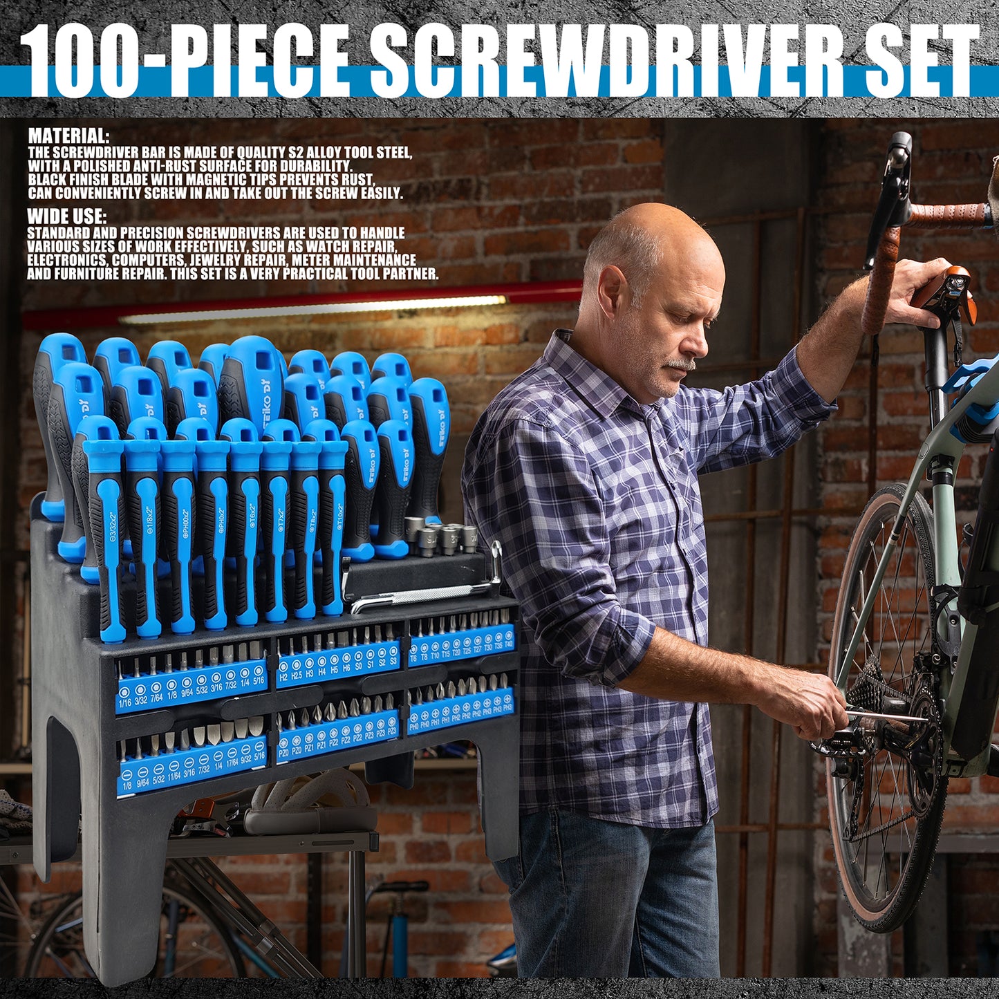 One Hundred-Piece Screwdriver Set, Home Repair Tool Kit, Automotive Repair Tools
