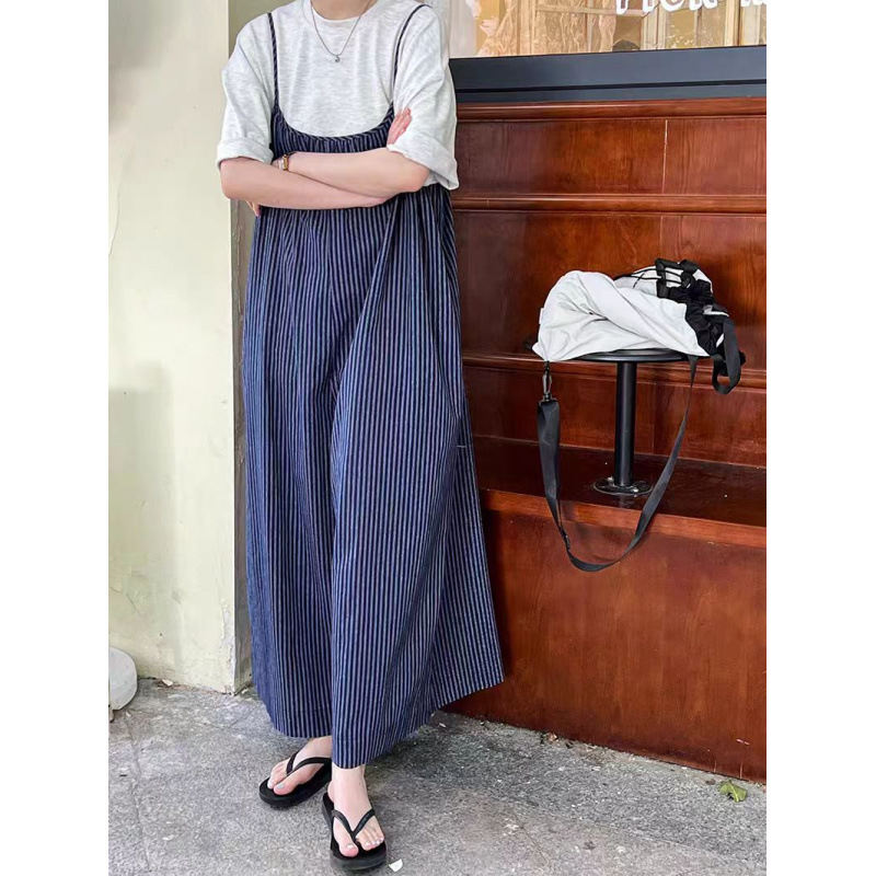 Summer Korean-style Loose Slimming Casual Wide-leg Jumpsuit With Straps