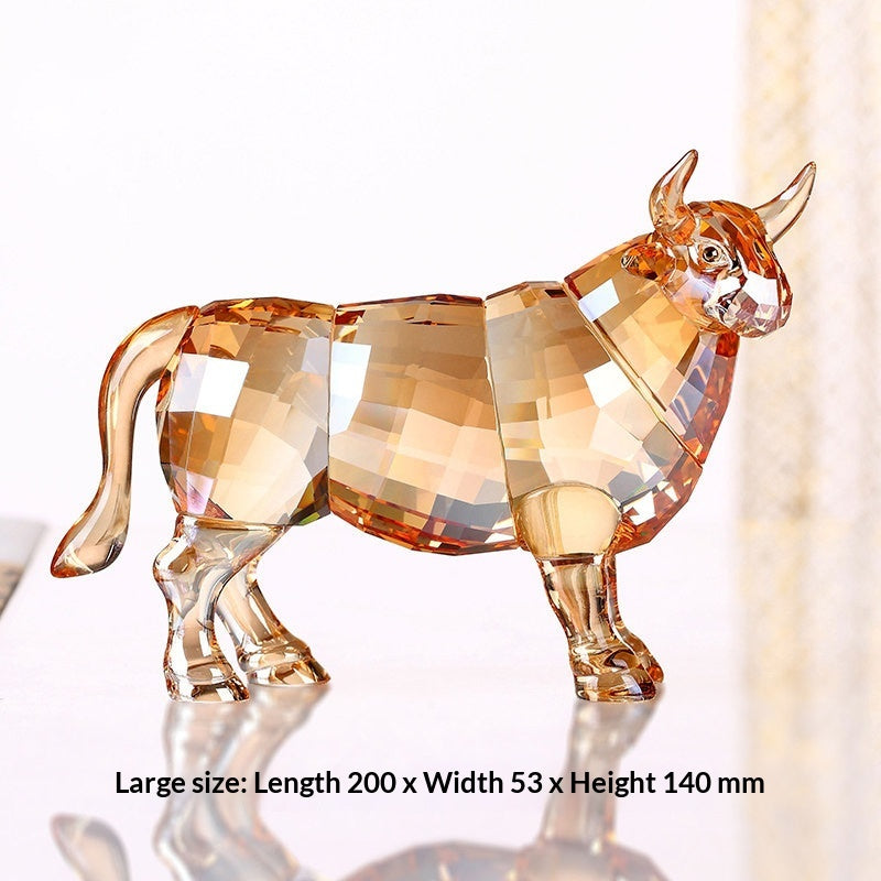 Crystal Ornament Lucky Mascot Wangcai Ox Gift Craft Decoration Piece