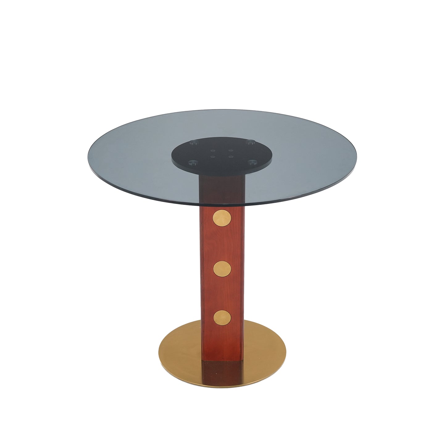 Modern Round Dining Table, 33.5 Tempered Glass Table With Wooden Leg & Gold Base, 2 - Person Kitchen Table For Small Space, 150lbs Weight Capacity Only The Negotiation Table
