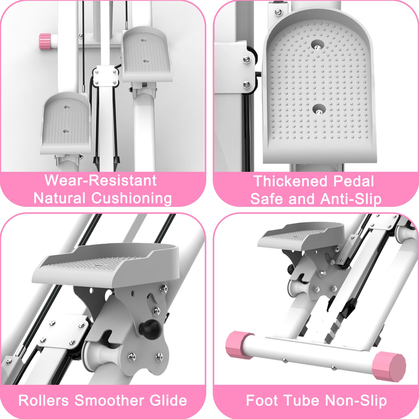 Stair Stepper With Resistance Home-Upgrade Vertical Climber Workout Machine For Full-Body Exercise Climber Fitness Equipment With Stable Frame Adjustable Handlebar-Pink