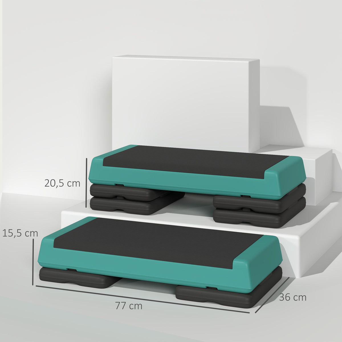 Steppbrett Höhenverstellbar Fitness Aerobic Stepper Mit 3 Stufen (10,5/15,5/20,5 Cm), Anti-Rutsch Grün
