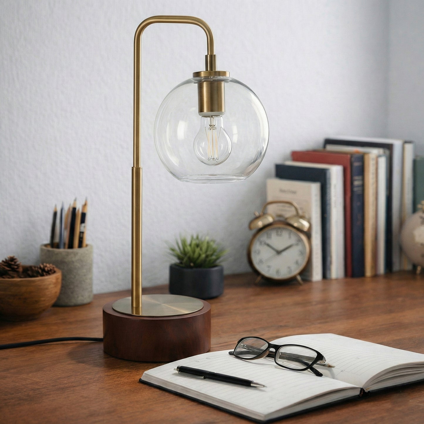 Modern Classic Desk Lamp Villa Living Room Bedroom Study Decorative Original Design European Glass Table Light, Easy Assembly Table Lamp For Sale, LuxeRay Simple Glass Globe Arched Table Lamp 110V