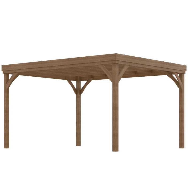 10' X 12' Outdoor Wooden Pergola, Grape Vine Gazebo With Concrete Anchors For Garden, Patio, Backyard, Deck, Brown Multiple Packages
