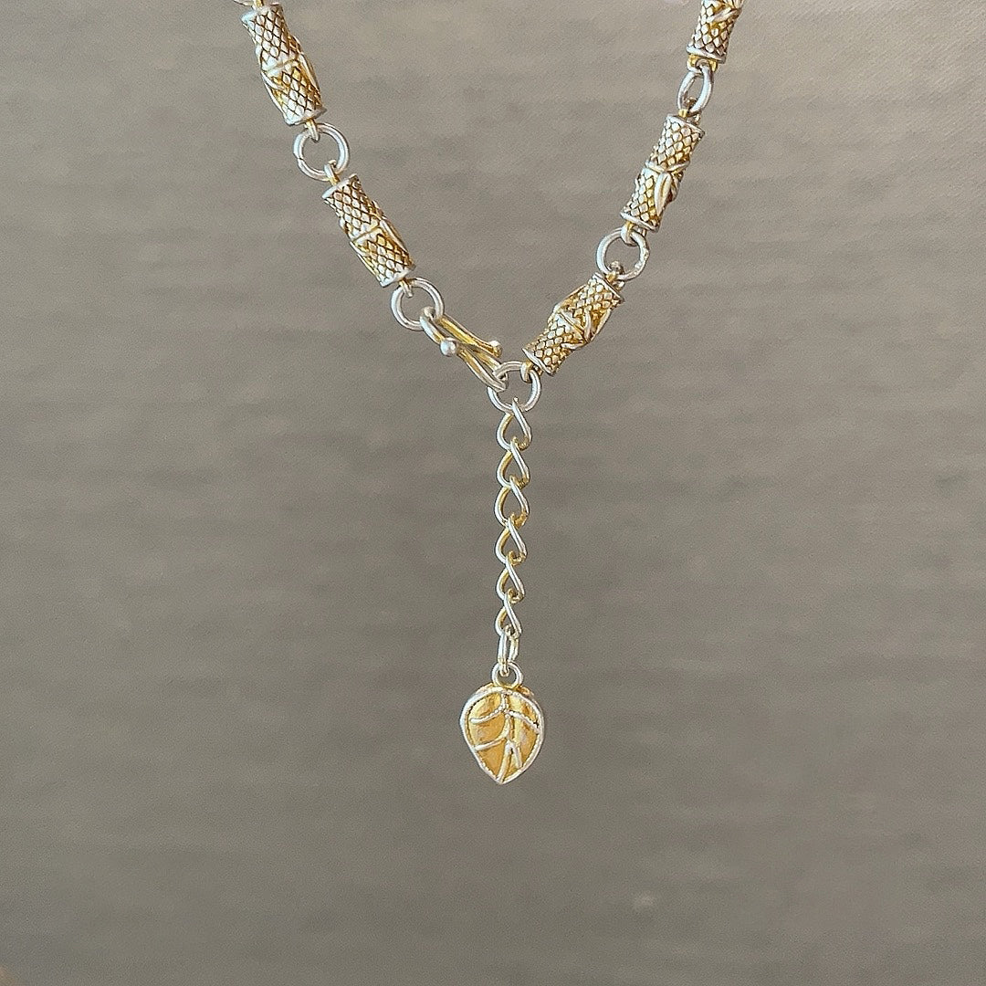 1pcs 999.9 Sterling Silver Gold-Plated Tube Link Bracelet, Minimalist Chic Style, For Daily Wear & Office Outfits