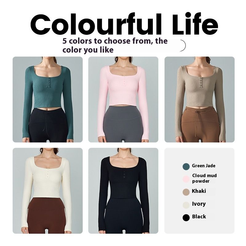 Yoga Clothes Long Sleeve Women's Professional Pilates Abdominal Exercising Band Chest Pad Slim Fit Slimming