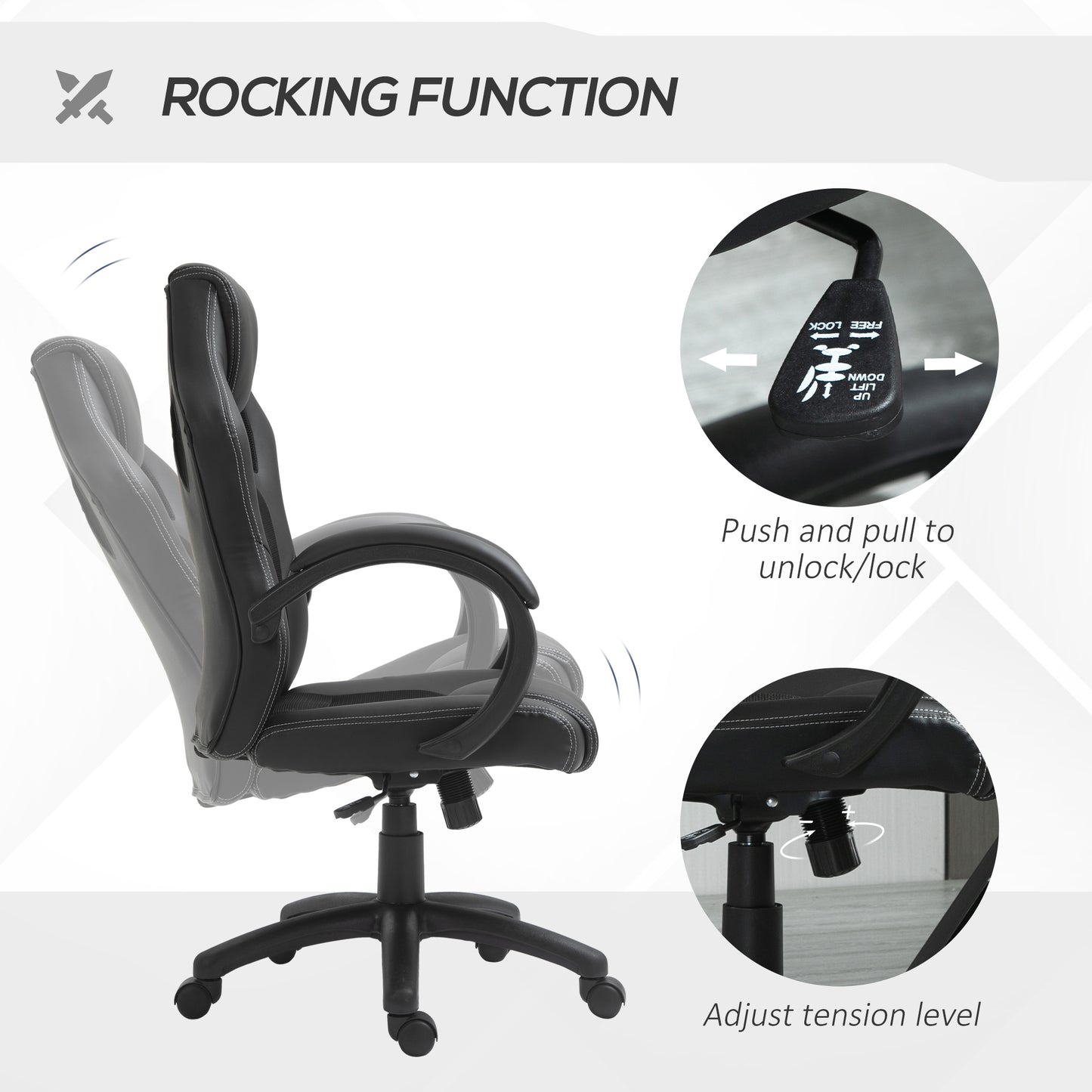 Vinsetto Office Chair Faux Leather Swivel Computer Desk Chair For Home Office With Wheels Armrests Black