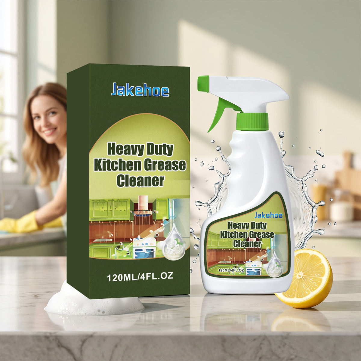 JAKEHOE Kitchen Heavy Oil Stain Cleaner With Gentle Ingredients - A Household Kitchen Oil And Stain Cleaner And Care Product