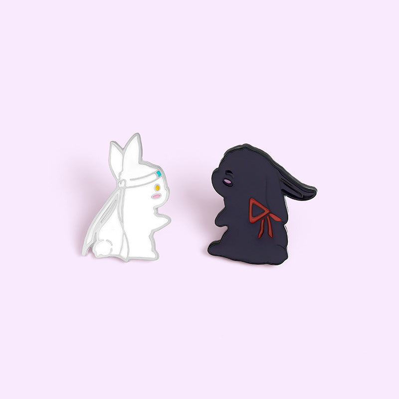 Black And White Rabbit Pin Bag, Clothing Lapel Pin, Button Badge, Cartoon, Jewelry, Gifts For Best Friends